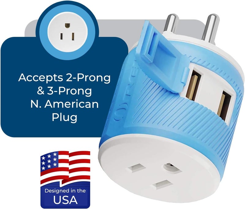 OREI محول سفر تايلاند مع شاحن مزدوج USB - مدخل أمريكي - نوع O (U2U-18) ، يعمل مع الهواتف المحمولة والكاميرات وأجهزة الكمبيوتر المحمولة والأجهزة اللوحية وآيباد وآيفون والمزيد - Image 4